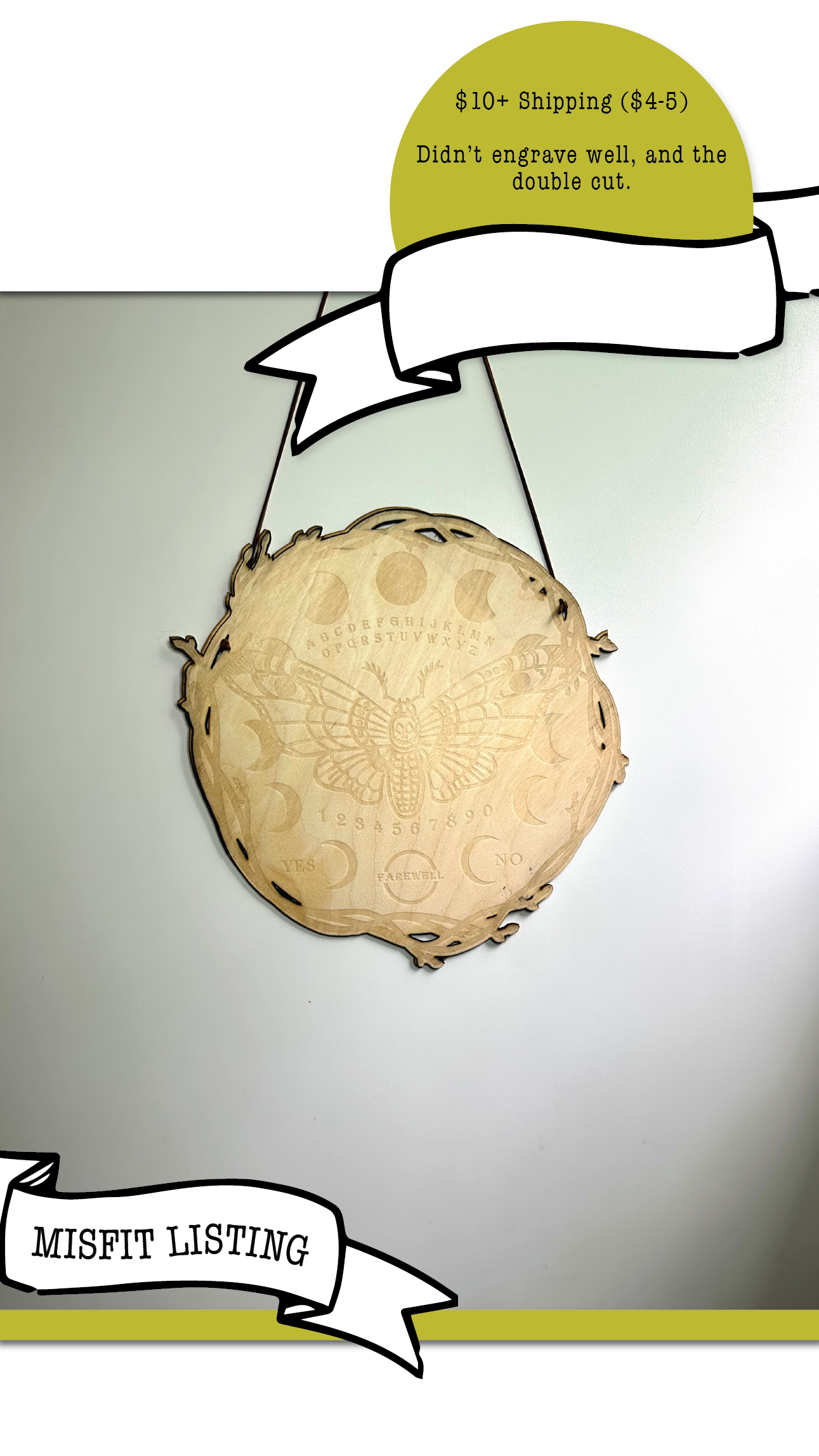 MISFIT LISTING - Natural Moth Ouija Board