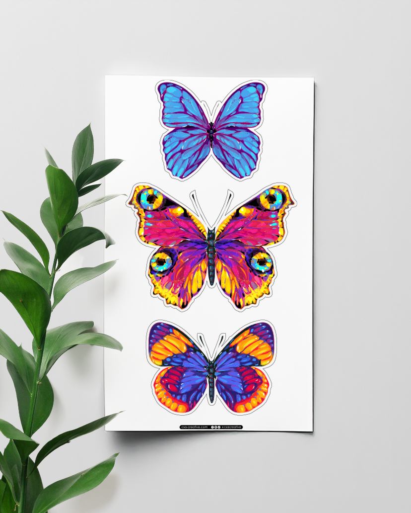 Rainbow Butterflies 4"x7" Sticker Sheet