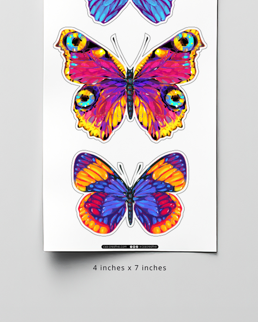 Rainbow Butterflies 4"x7" Sticker Sheet