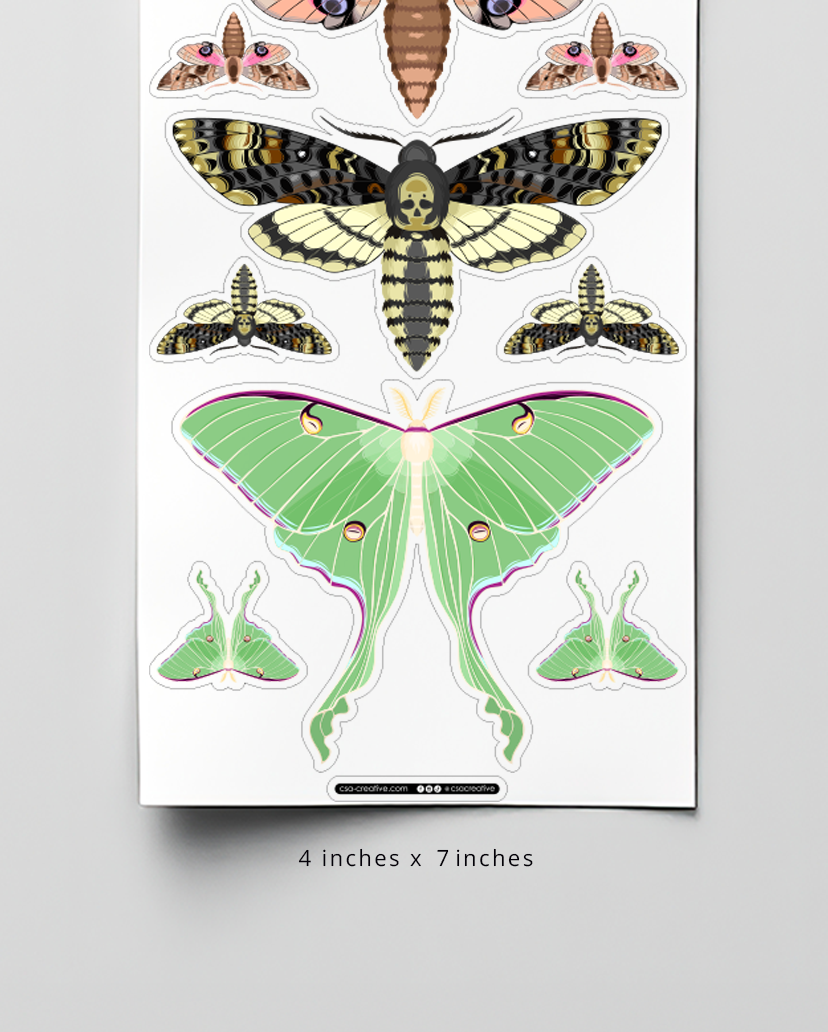 Night Moths 4"x7" Sticker Sheet