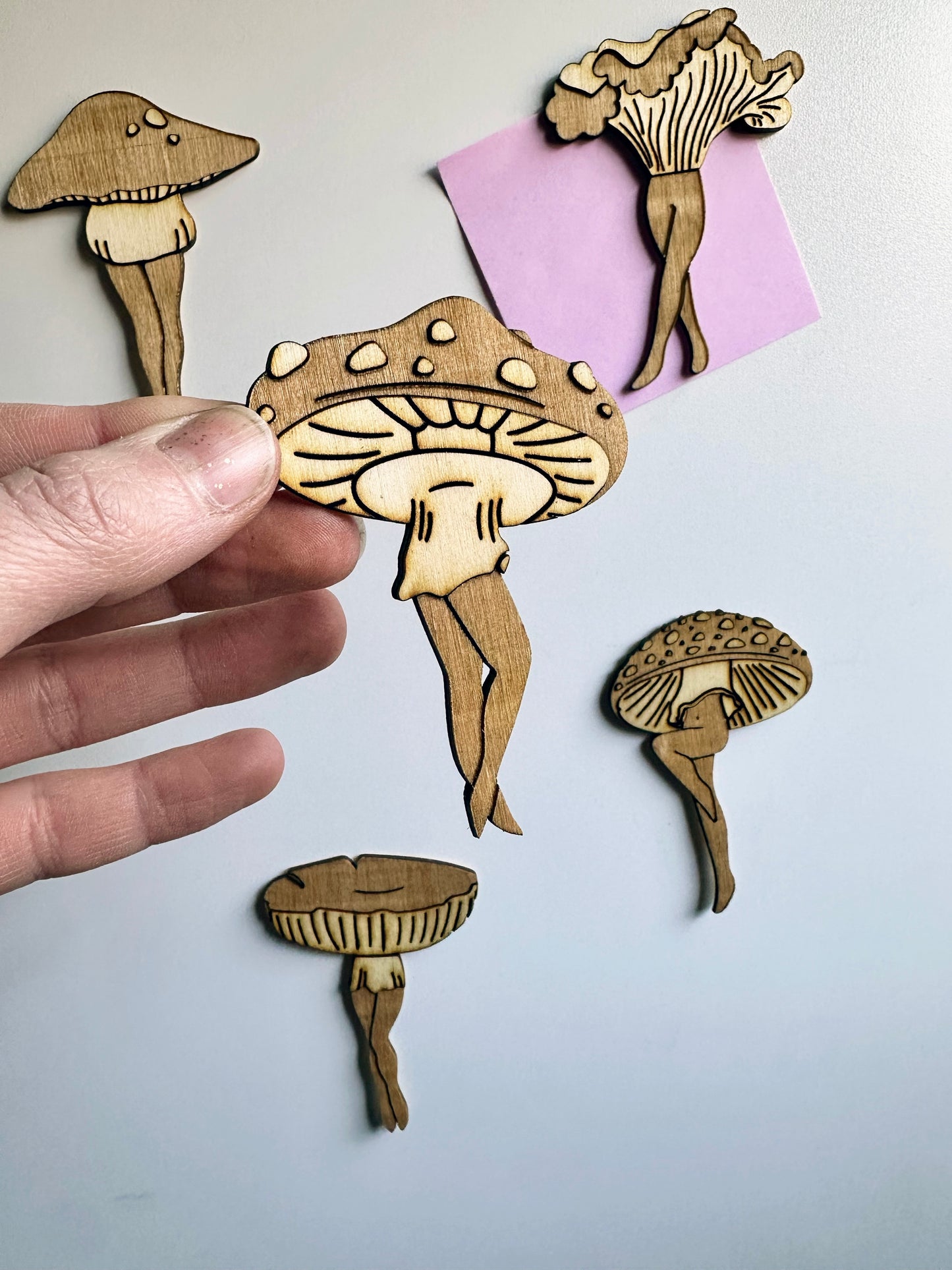 Mushroom Ladies Wooden Magnets