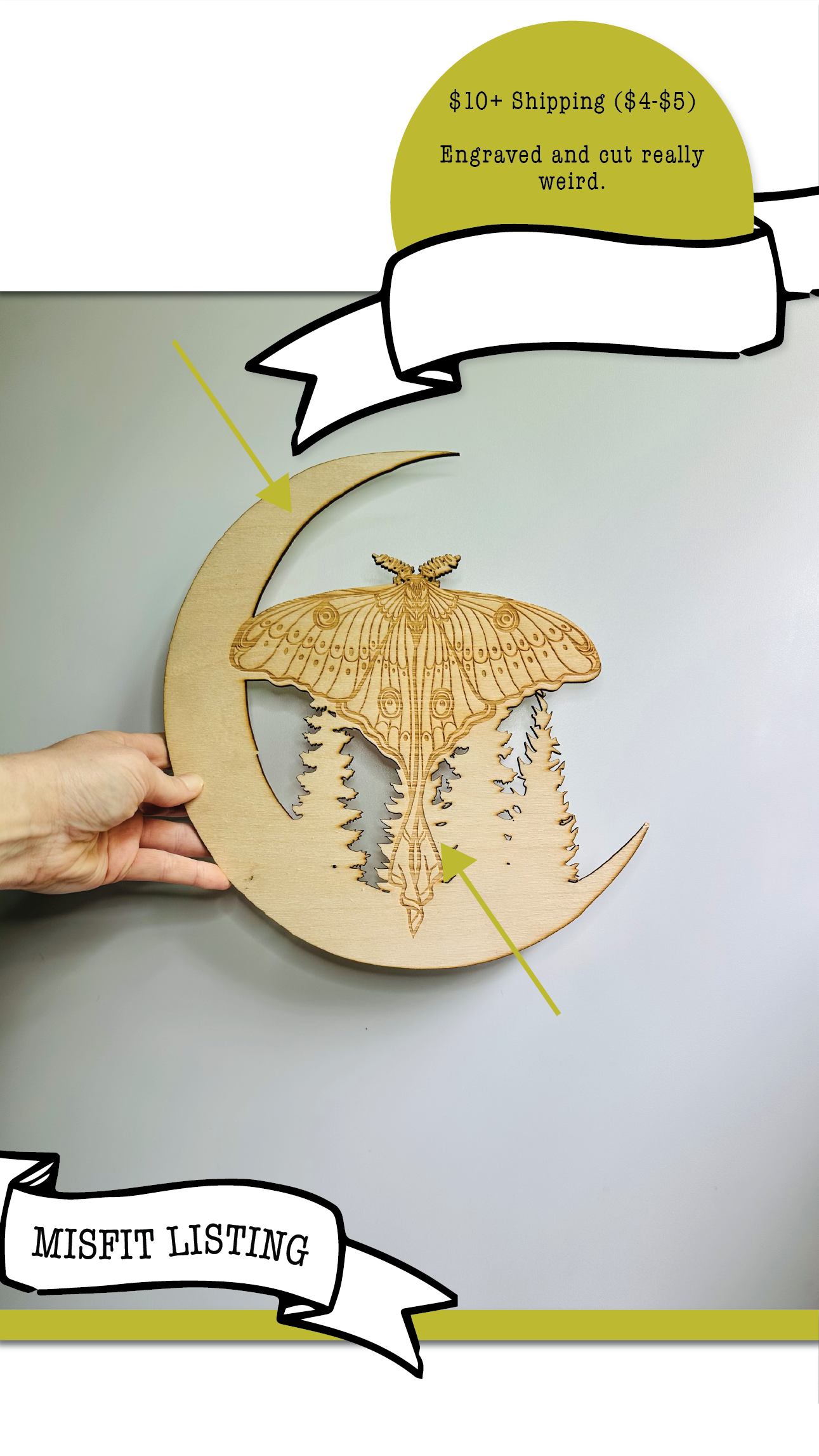 MISFIT LISTING - Natural Wood Luna Moth