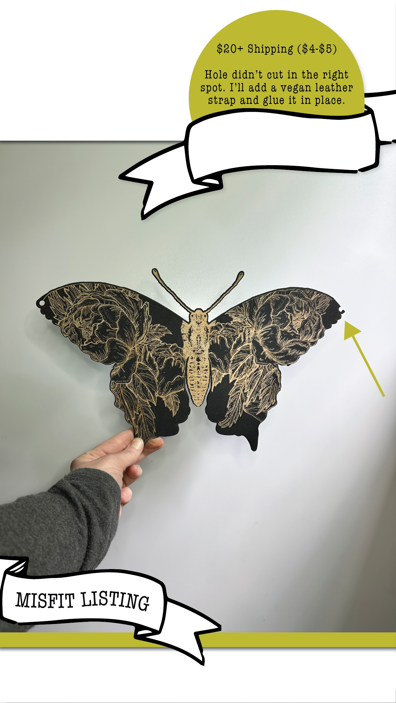 MISFIT LISTING - Stained Black Butterfly