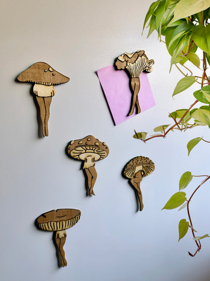 Mushroom Ladies Wooden Magnets