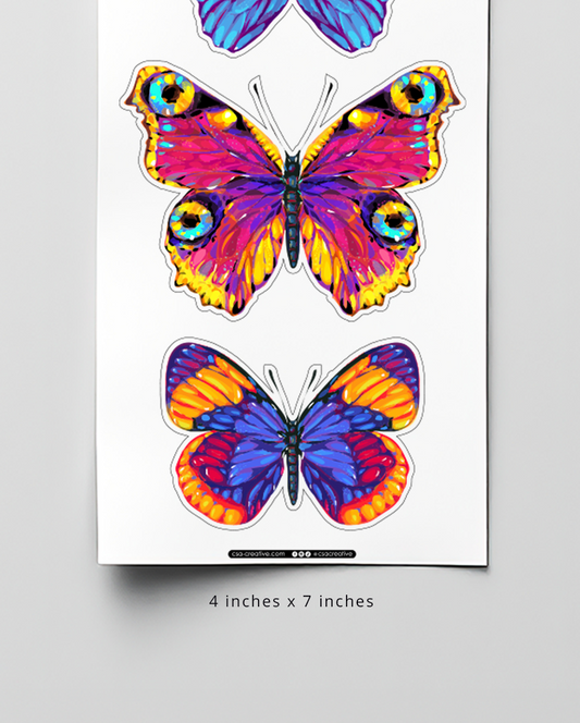 Rainbow Butterflies 4"x7" Sticker Sheet