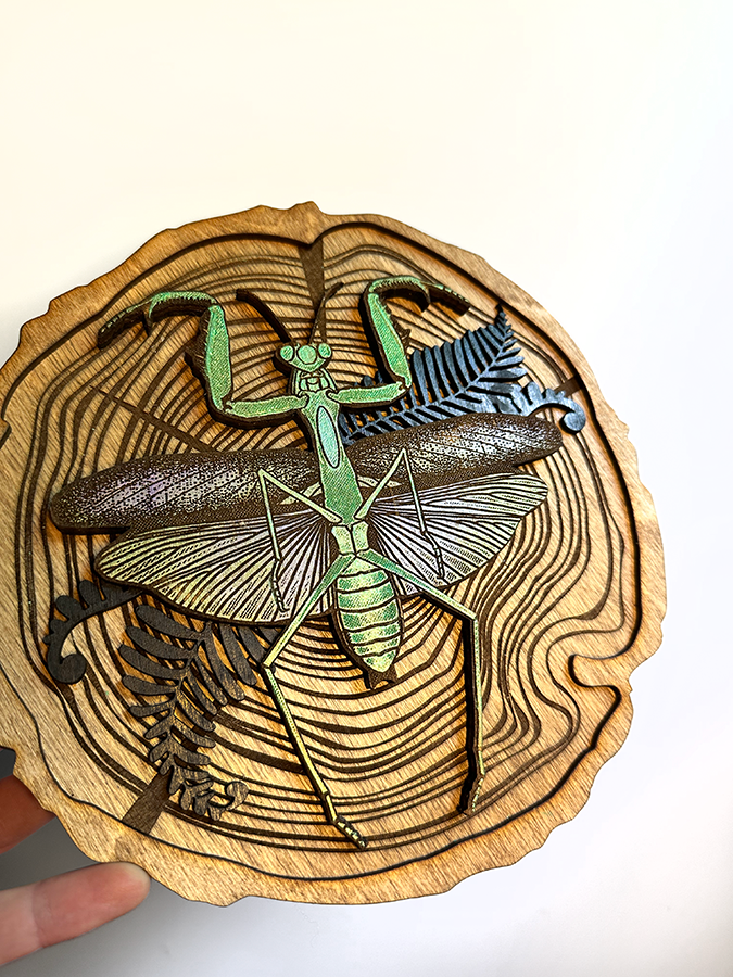 Praying Mantis Wood Slice