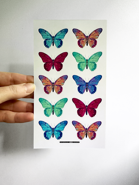 Colorful Butterflies 4"x7" Sticker Sheet