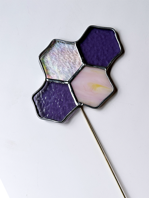 Honeycomb Stained Glass Plant Stakes