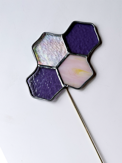 Honeycomb Stained Glass Plant Stakes