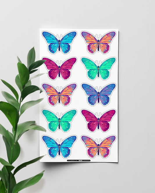 Colorful Butterflies 4"x7" Sticker Sheet