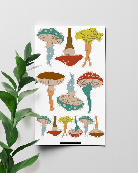 Mushroom Ladies 4"x7" Sticker Sheet