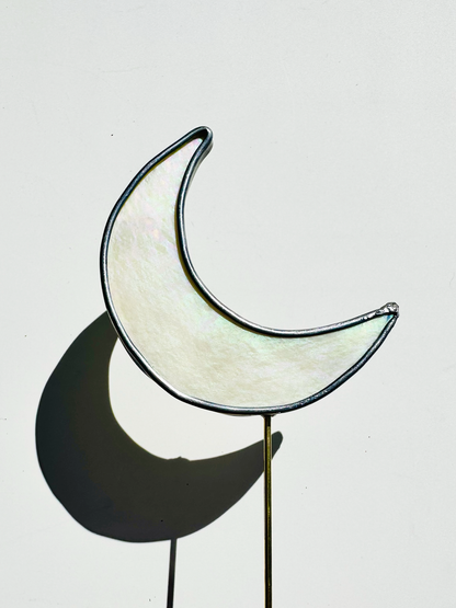 Crescent Moon Stained Glass Plant Stakes