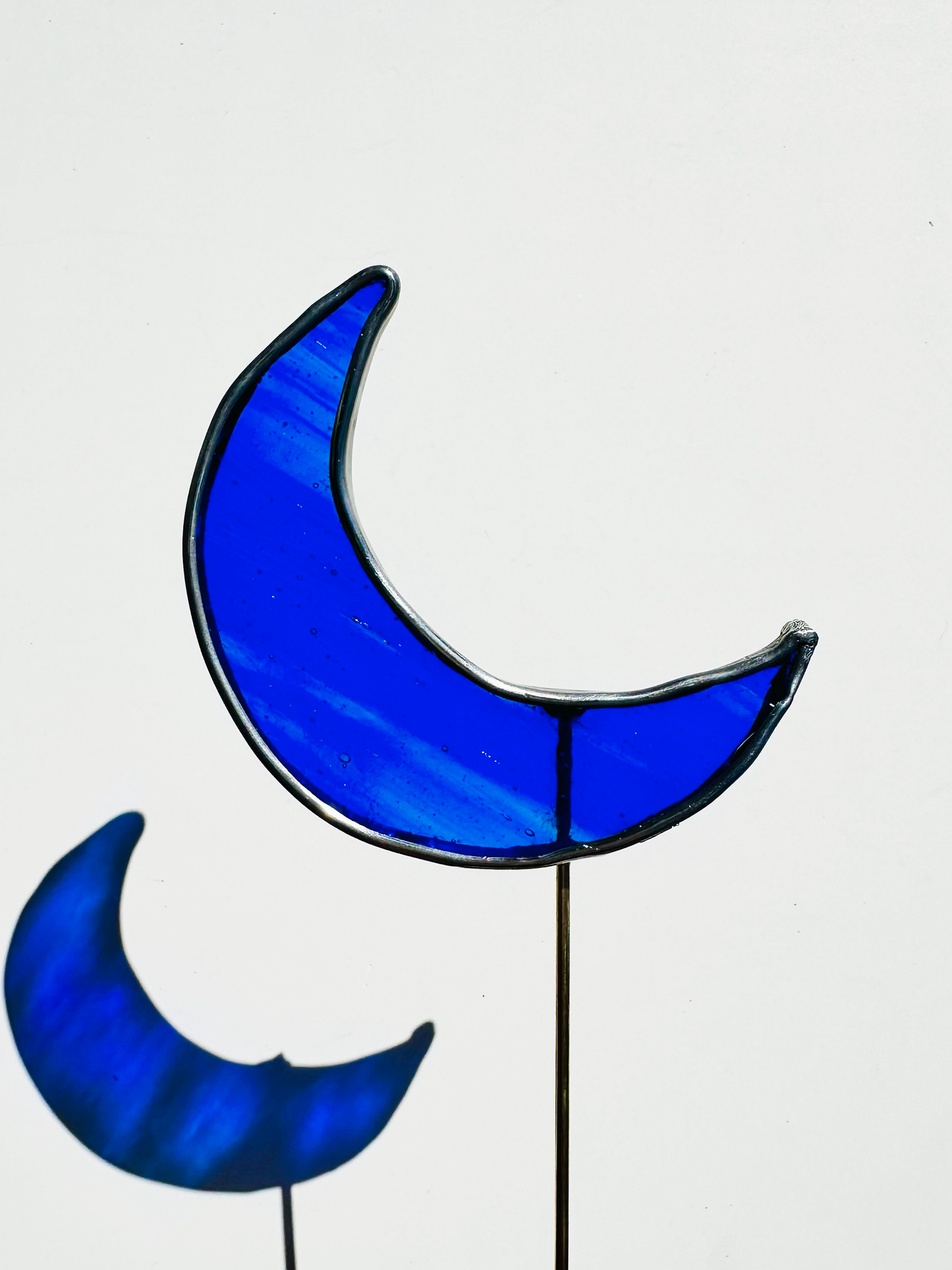 Crescent Moon Stained Glass Plant Stakes