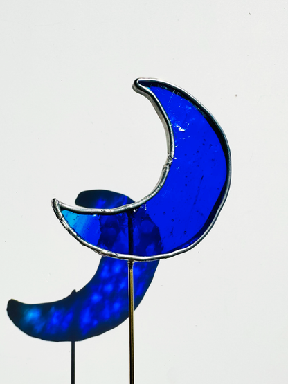 Crescent Moon Stained Glass Plant Stakes