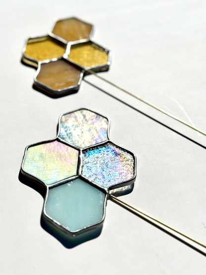 Honeycomb Stained Glass Plant Stakes