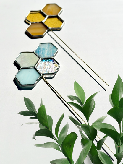 Honeycomb Stained Glass Plant Stakes