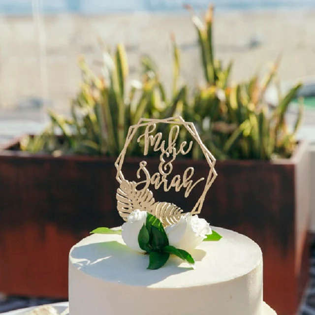 Personalized Tropical Wedding Cake Topper