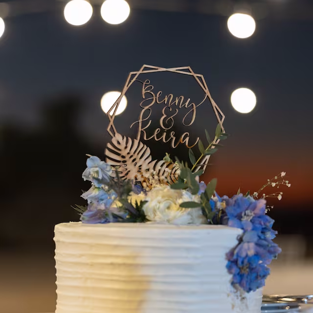 Personalized Tropical Wedding Cake Topper