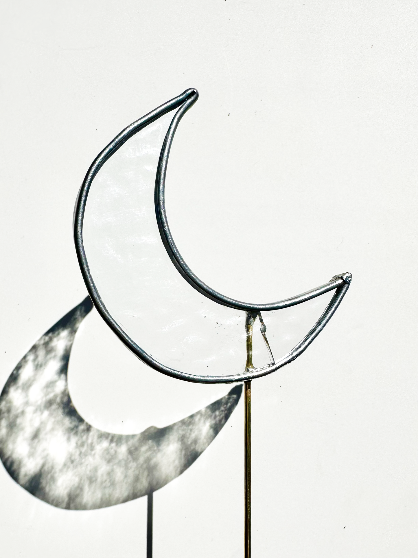 Crescent Moon Stained Glass Plant Stakes