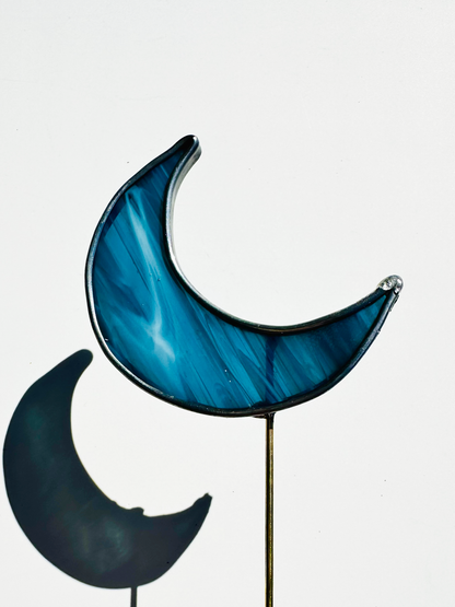 Crescent Moon Stained Glass Plant Stakes