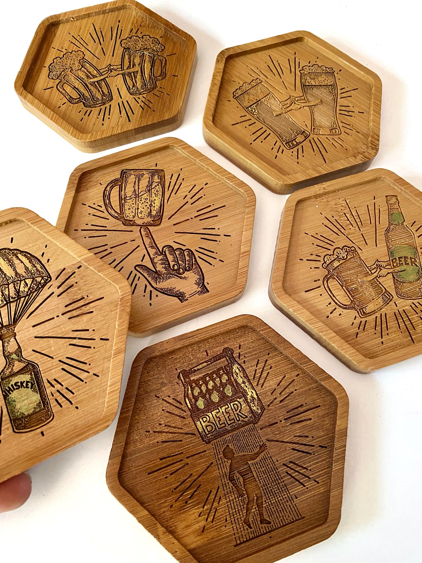 Retro Whiskey and Beer Drinking Coasters