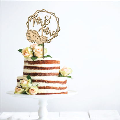 Mr & Mrs Geometric Wedding Cake Topper